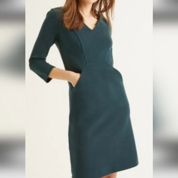 Boden Bronte Ottoman Ribbed Knit Dress Sz 8 Green - Picture 2 of 7